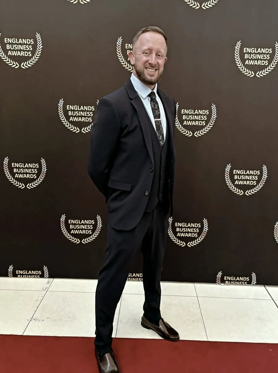 Aaron at the England's Business Awards, where Erase My Ink was named Best Tattoo Removal Clinic in Essex
